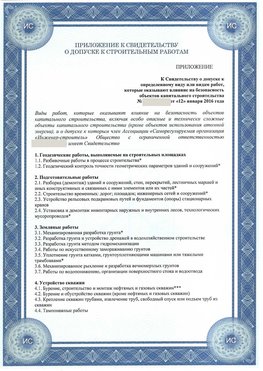 Приложение к свидетельству о допуске к строительным работам Солнечногорск СРО в строительстве